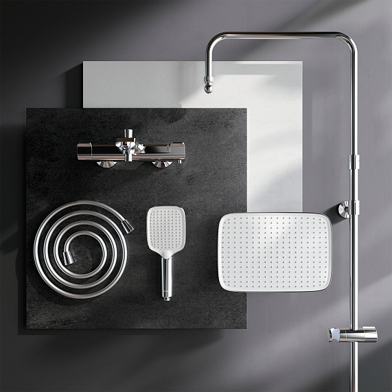 Душевая система AM.PM Func F078F500 стойка с тропическим душем, термостатом, смесителем, изливом, хром-10