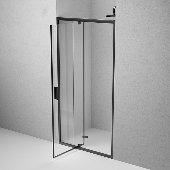 Душевая перегородка с дверью 100x195 AM.PM Gem W90G-100-1P-BT прозрачное стекло, профиль черный матовый-3