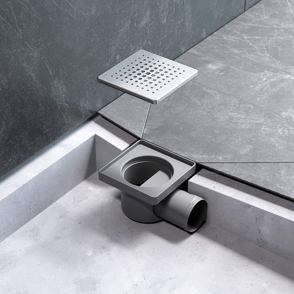 Душевой трап 10x10 AM.PM PrimeFlow W02BD-P11-010-01SB гидрозатвор со стальной матовой решеткой-7