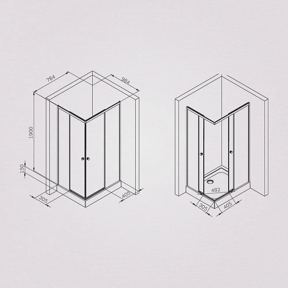 Душевое ограждение без поддона 100x80 AM.PM X-Joy W94G-403-10080-BТ профиль черный матовый-6