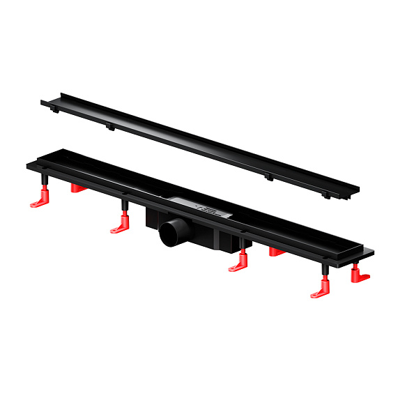 Душевой трап (лоток) 80 AM.PM PrimeFlow W02SC-U11-080-04BM комбинированный затвор с черной матовой решеткой под плитку-20