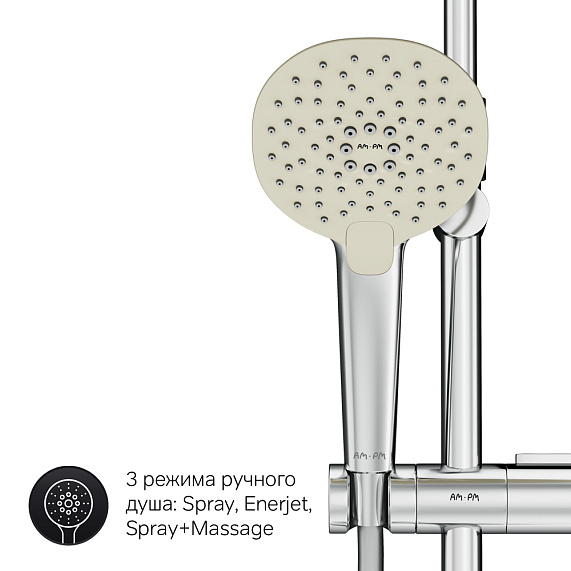 Душевая система AM.PM Spirit 2.0 F0770A100 стойка с тропическим душем, хром-5
