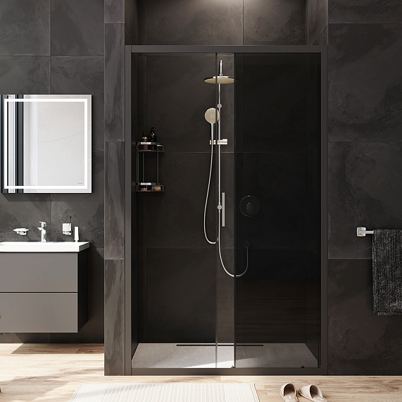 Душевая перегородка с дверью 120x195 AM.PM Gem W90G-120-1-195BG тонированное стекло, профиль черный матовый-2