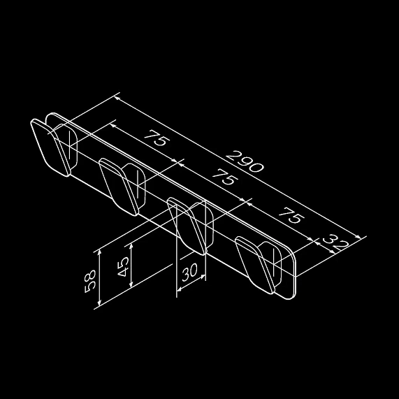 Крючки для полотенец AM.PM Inspire 2.0 A50A35922 черный, 4 шт на планке-7