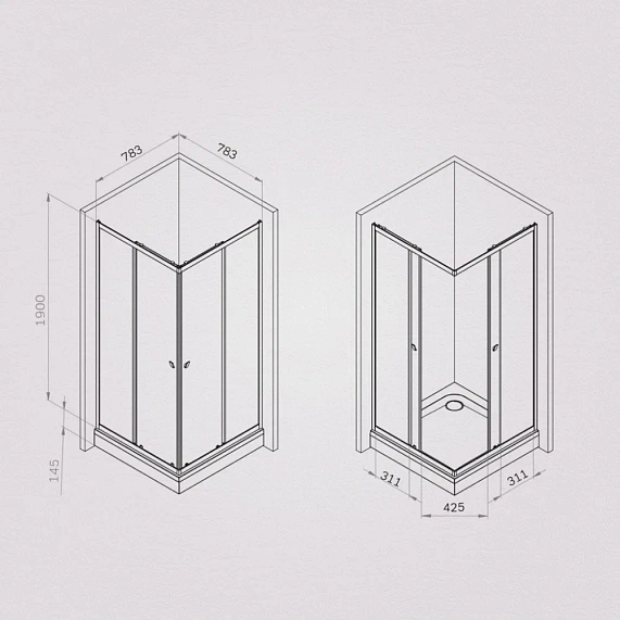 Душевое ограждение без поддона 80x80 AM.PM Sunny W87G-403-8080-BT профиль черный матовый-6