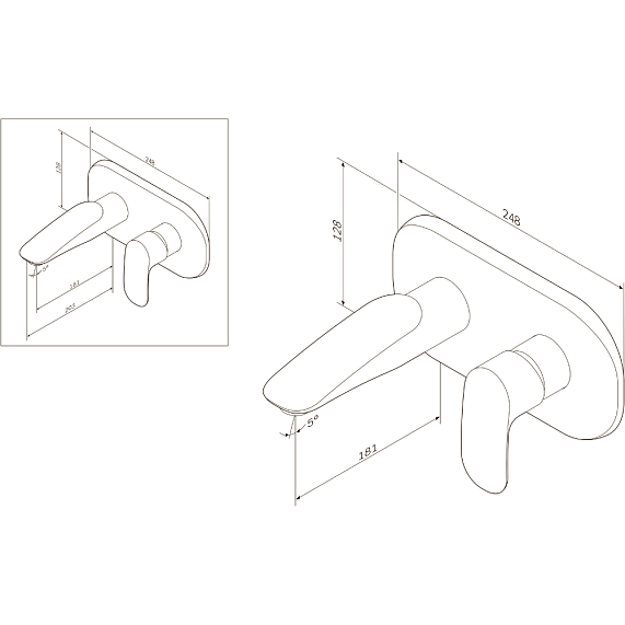 Смеситель для раковины (умывальника) AM.PM Sensation F3072200 хром встраиваемый-7
