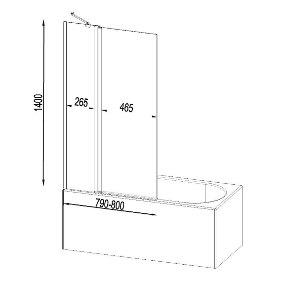 Стеклянная шторка для ванны 80 AM.PM Gem W90BS-D3W5-140CT поворотно-складная, профиль хром-4