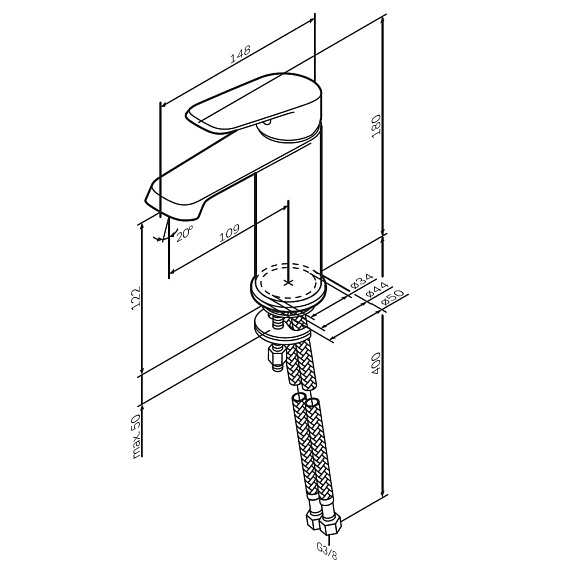 Смеситель для раковины (умывальника) AM.PM Func F8F02100 хром-10