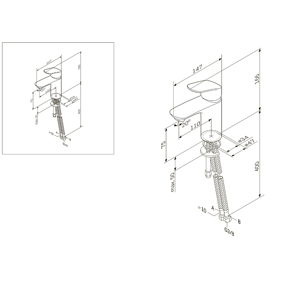 Тумба с раковиной и смесителем 80 AM.PM Like M80FHX0802WG подвесная белый глянец-8